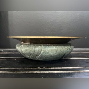 Vintage Green Marble & Brass Smoking Ashtray – Elegant Retro Decor